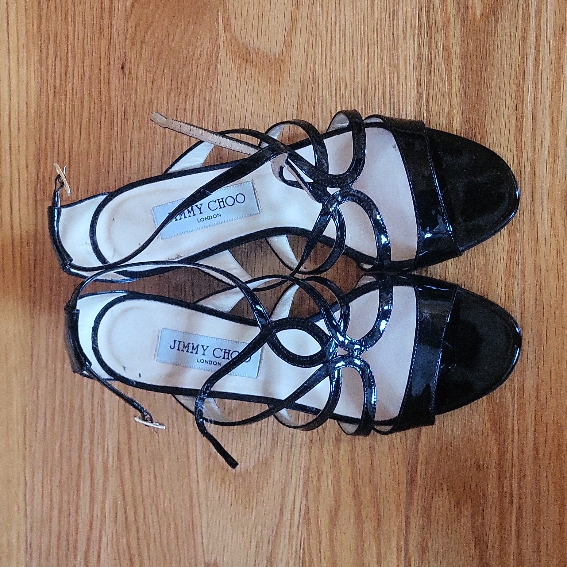 Jimmy Choo Size 36 Black Strappy Wedges